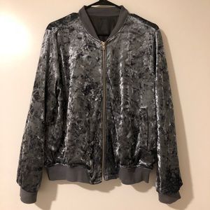 Velvet zip up bomber